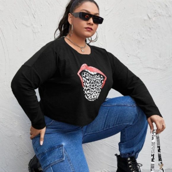 Leopard Print Long Sleeve Top 4XL - Picture 3 of 4